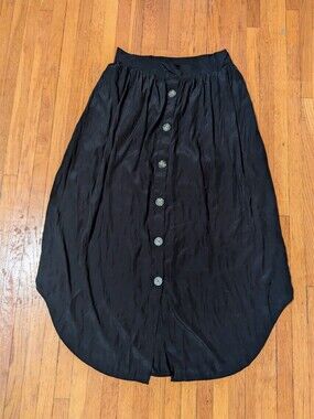 J.Jill Black button front midi skirt Size xs
